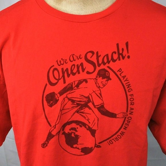 Open Stack Boston 2017 Baseball Volcom Retro T-Shirt XL Mens Red Cloud Computing - Picture 2 of 7